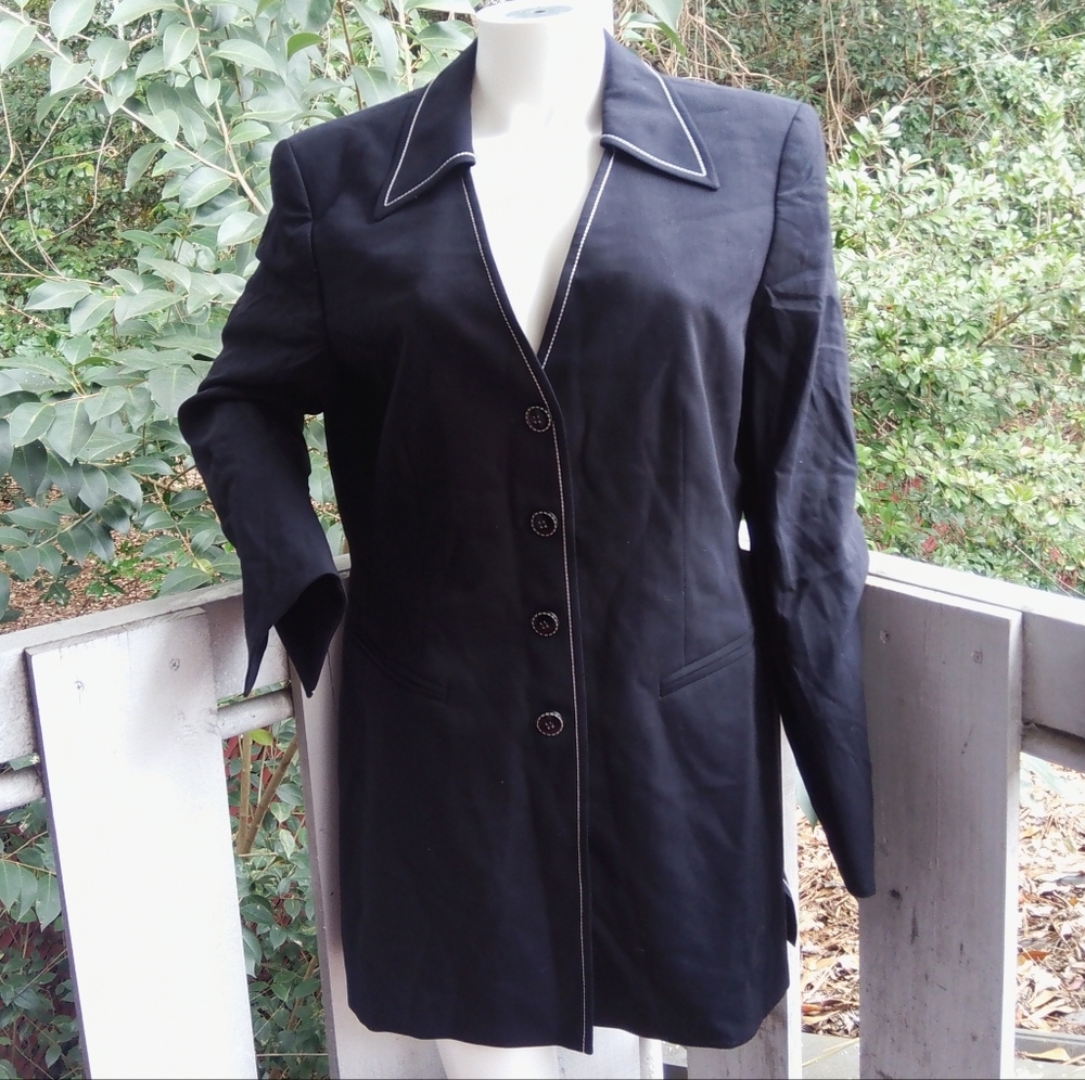 Vintage 1980s Escada Black Blazer Women Size 40